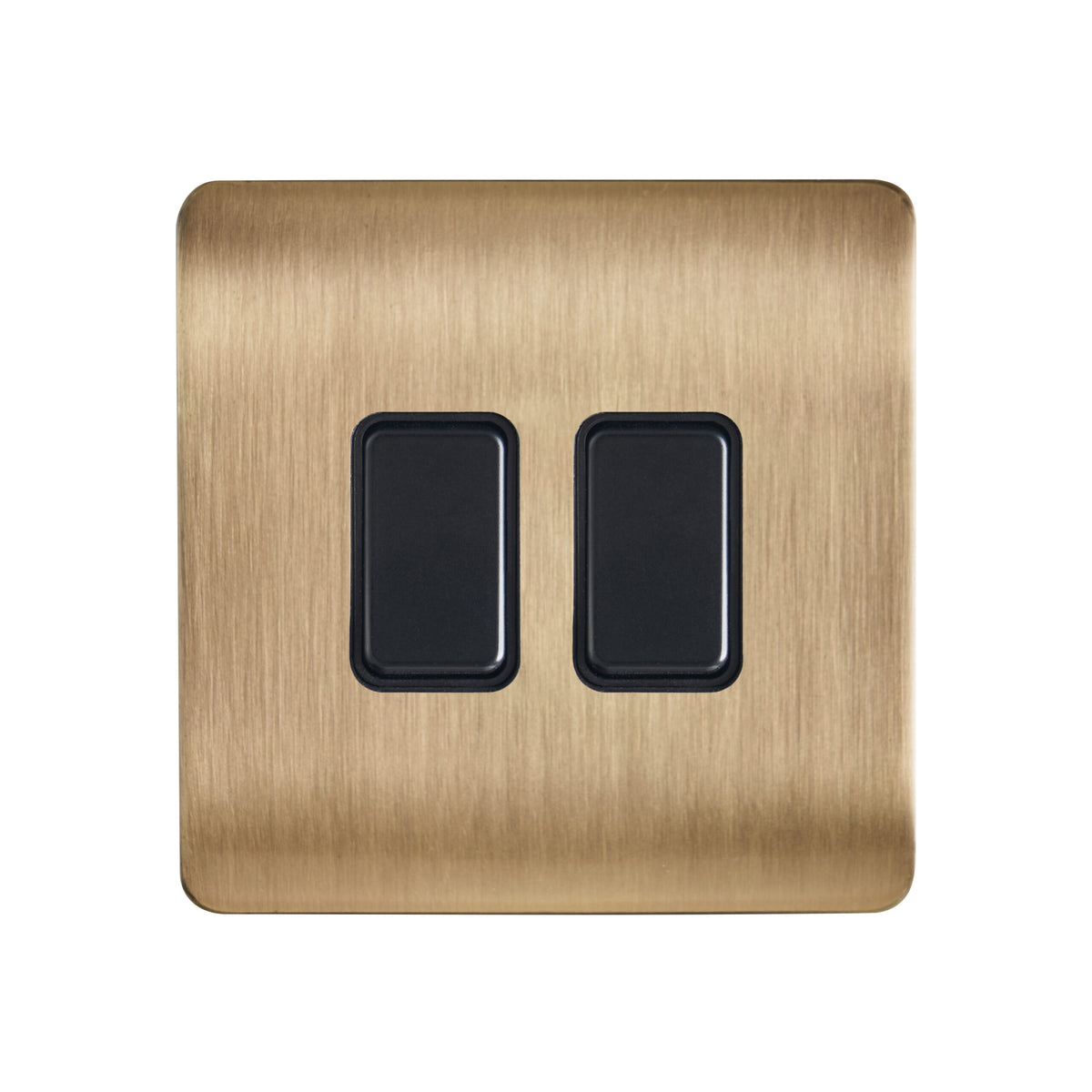 Kinetic Plated 2 Gang Grid Switch Satin Brass -Order Back Plate & Switch Separately