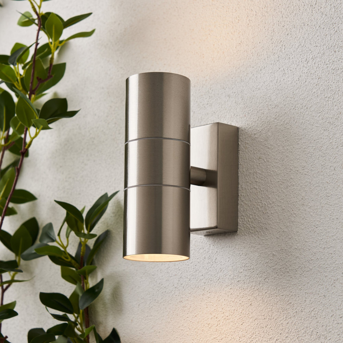 Leto 2 Light Up and Down Outdoor Wall Light - Stainless Steel