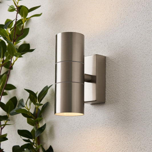 Leto 2 Light Up and Down Outdoor Wall Light - Stainless Steel