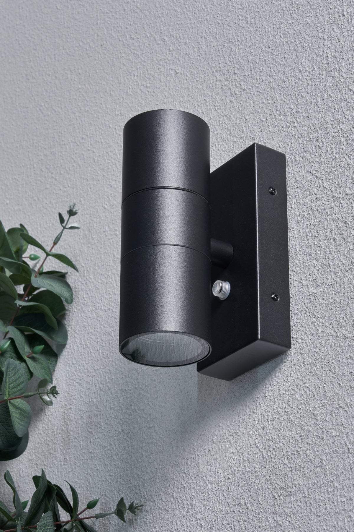 Leto Outdoor Up and Down Wall Light with Photocell, Black
