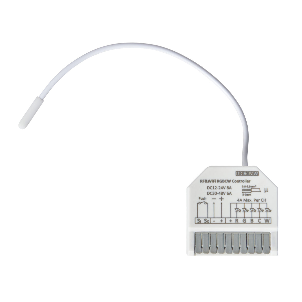 RGB+CW Wireless Dimmable Controller with Push Switch Tuya Wifi
