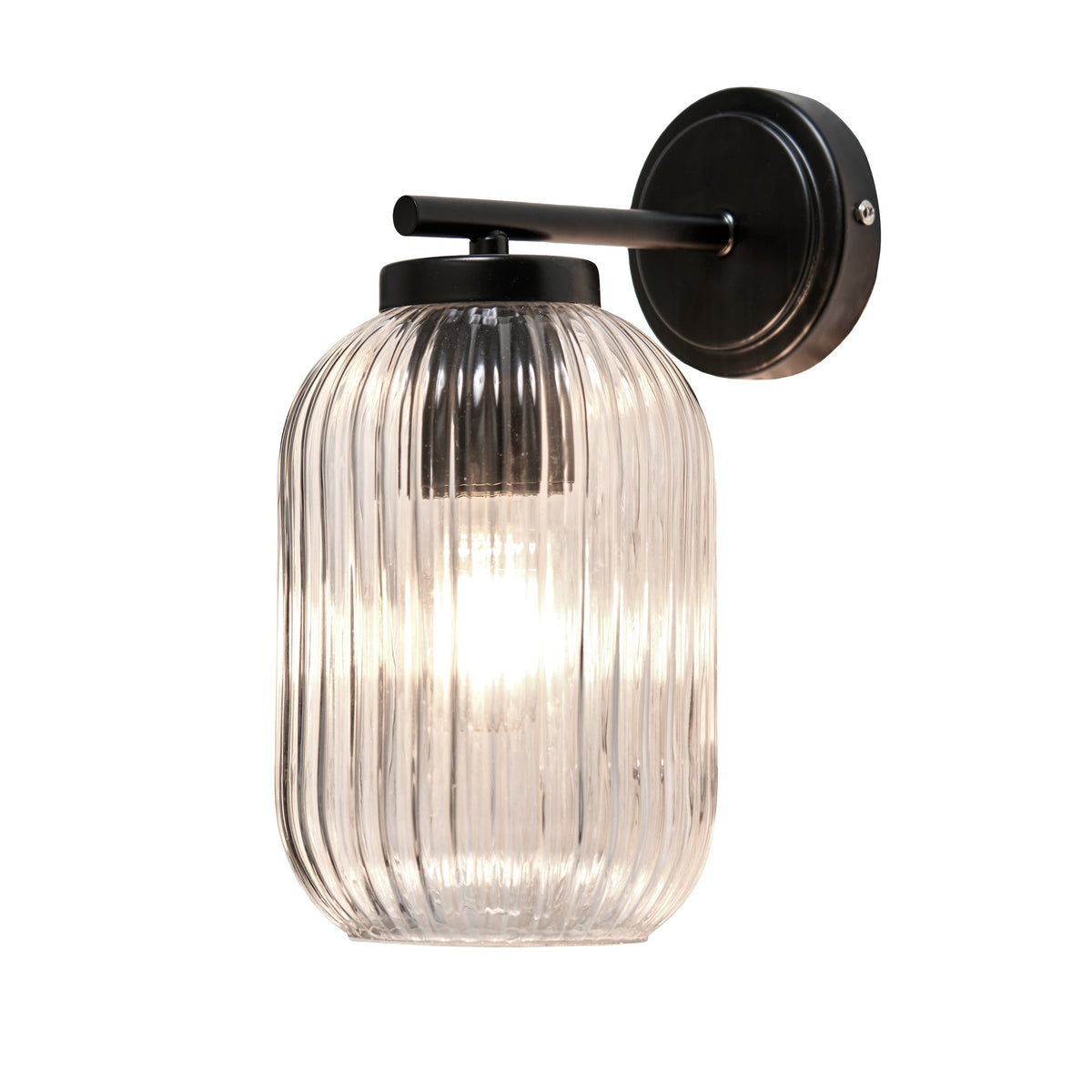 Stanton Ribbed Glass Outdoor Wall Light Black