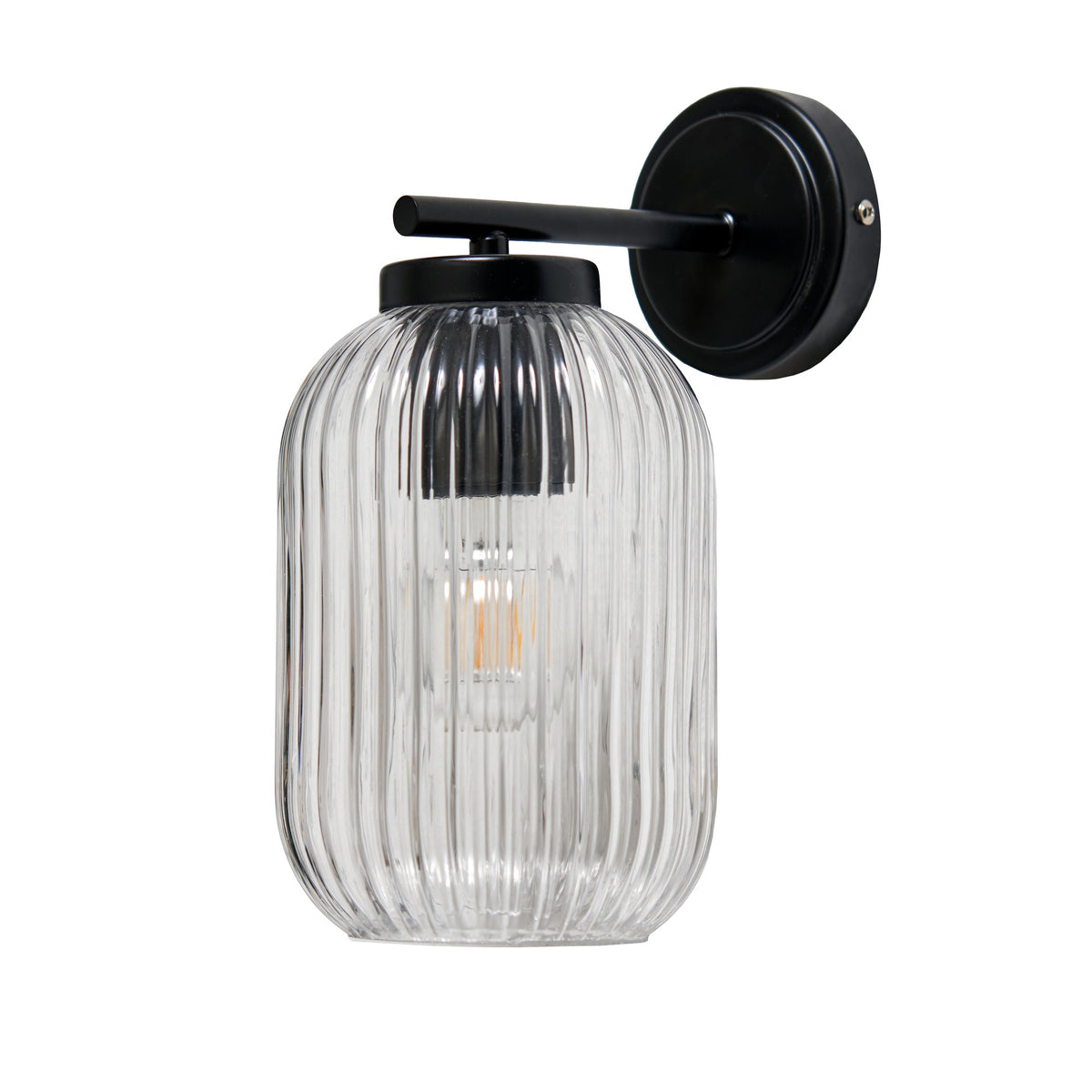 Stanton Ribbed Glass Outdoor Wall Light Black