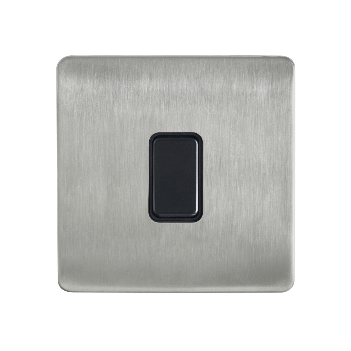Decorative Kinetic Switch - 1 Gang, Satin Nickel Front, Black switch and body- Non Dimmable