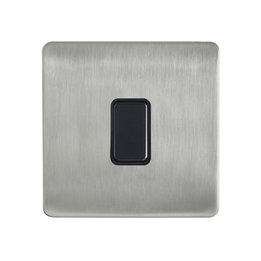 Decorative Kinetic Switch - 1 Gang, Satin Nickel Front, Black switch and body- Non Dimmable