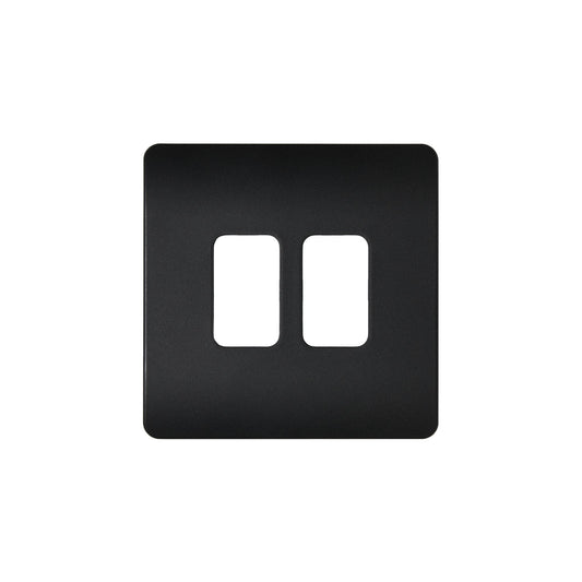 2 Gang Kinetic Switch Surround For Slim Grid Black
