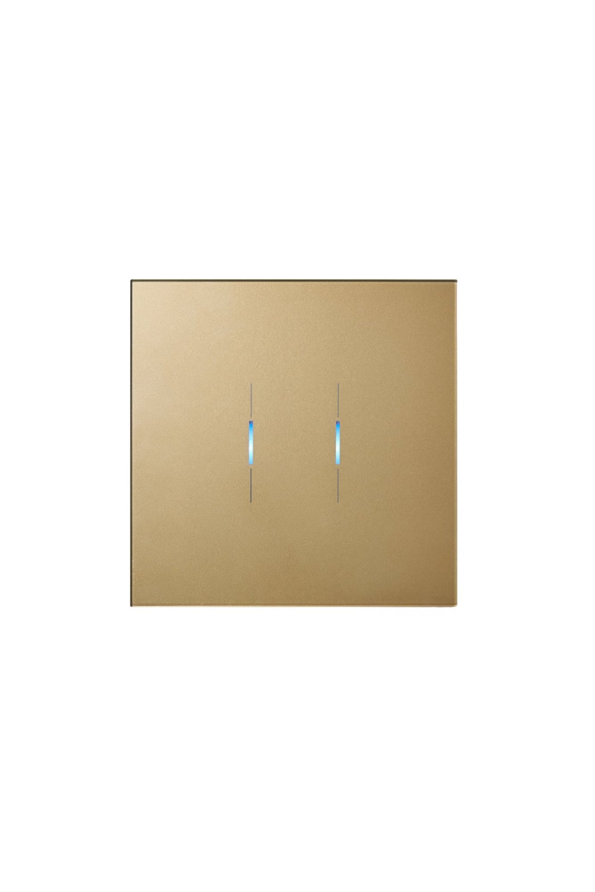 Ikonects Decorative glass switch - Brass front, black surround - 2 Gang