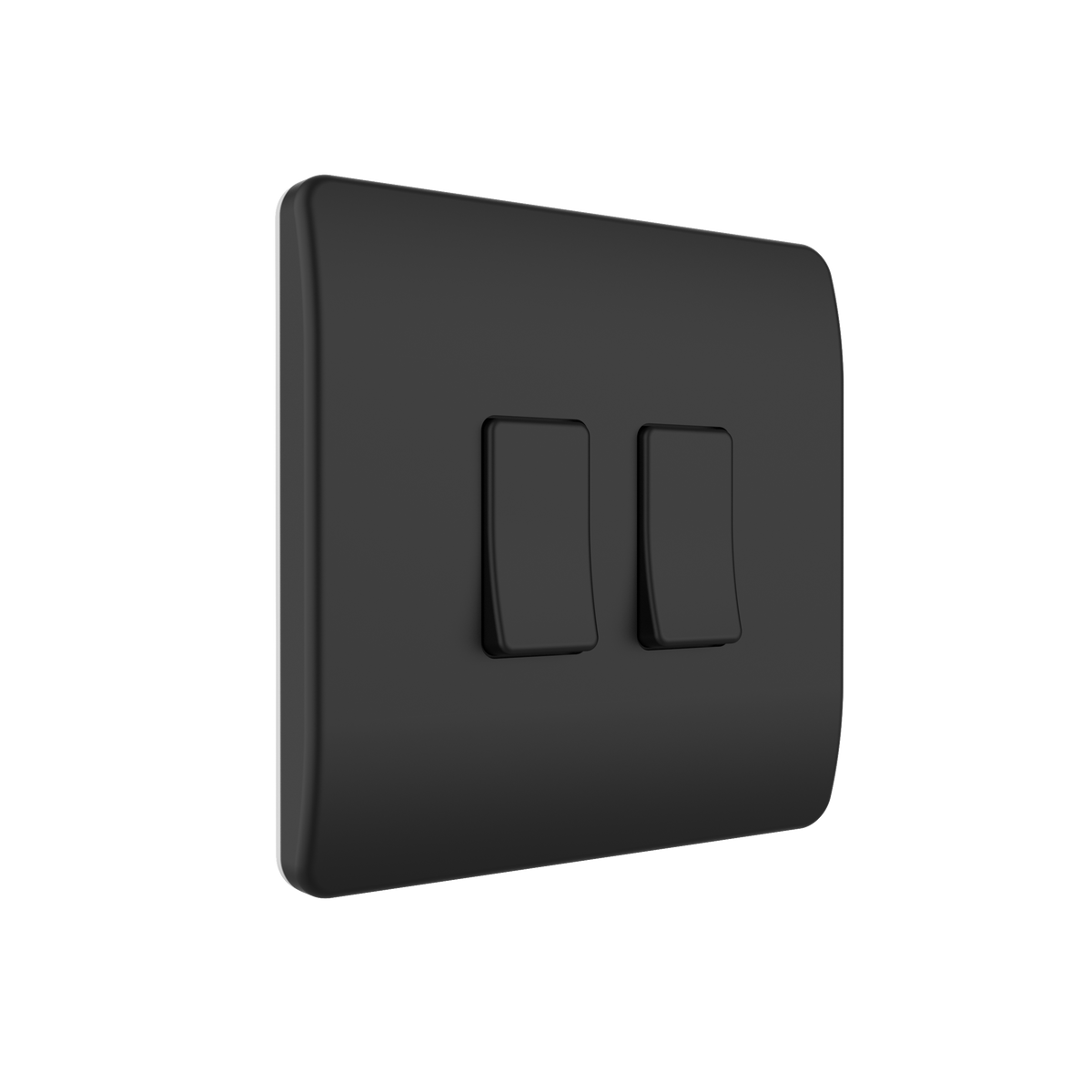 2 Gang Battery powered Switch On/Off/Dim Matt Black IP20 CR2032 battery supplied