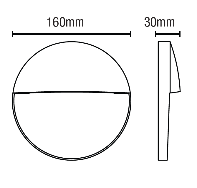Onza Outdoor LED 16cm Round Wall Light, Black
