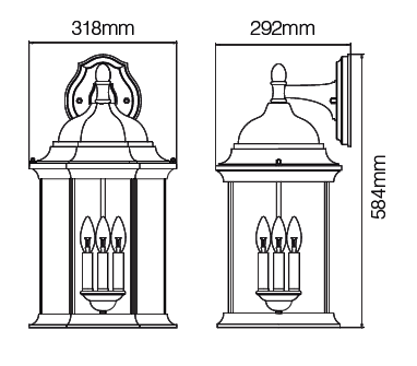 Ardley Extra Large 6 Panel Lantern Antique Bronze