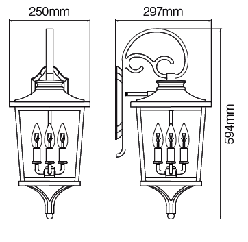 Brexton Extra Large 4 Panel Lantern Black