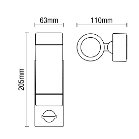 Neso up/down wall light with PIR