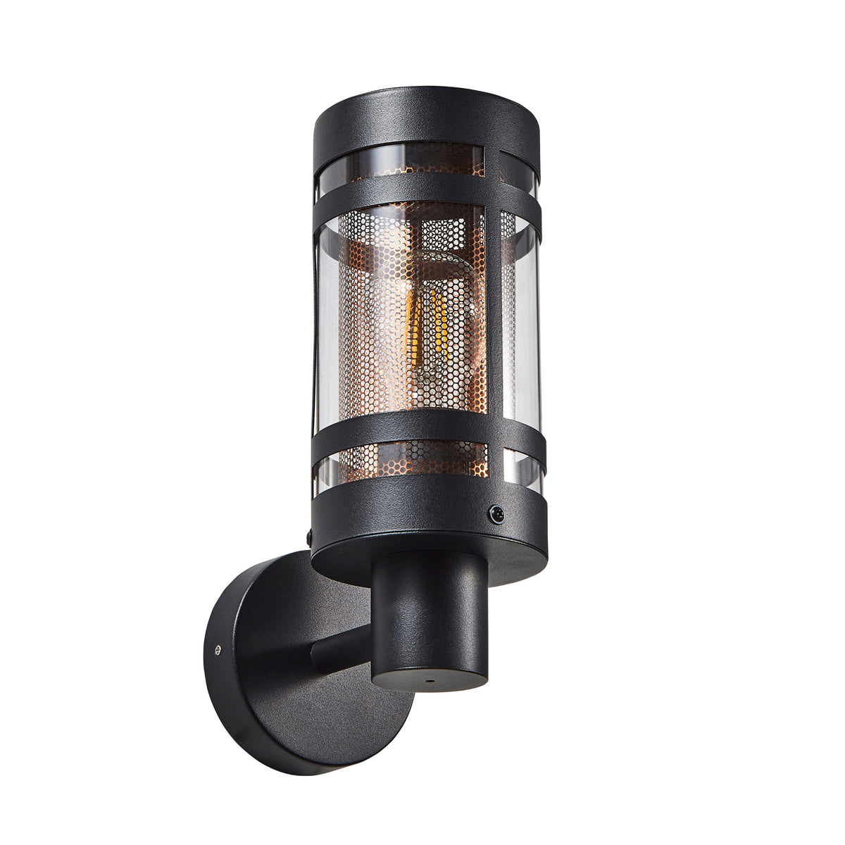 Gada 1 Light Outdoor Wall Light with Brass Mesh - Black