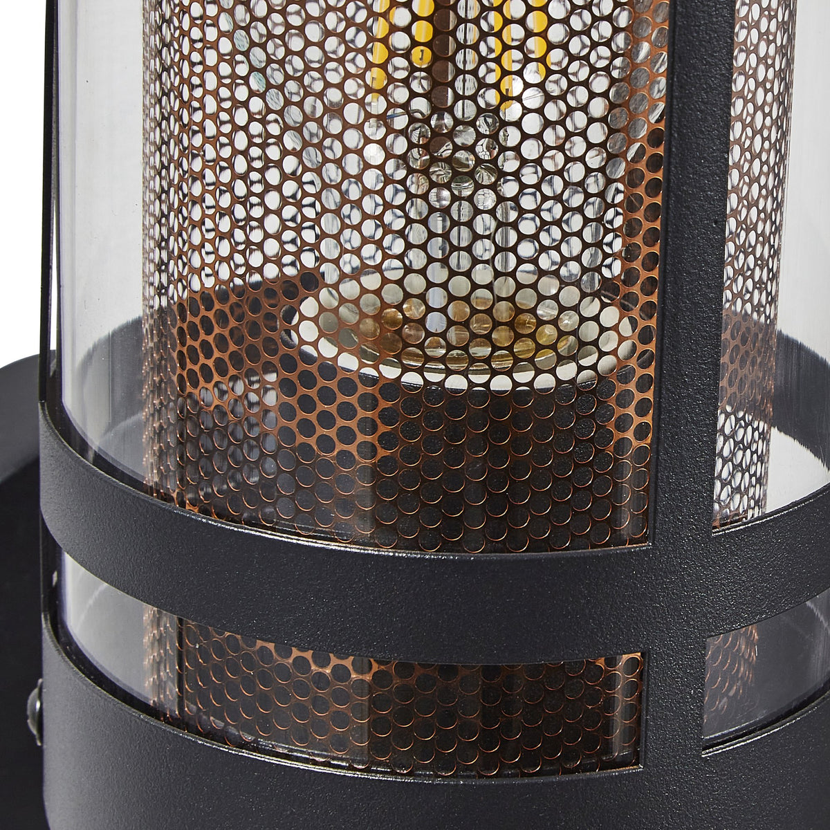 Gada 1 Light Outdoor Wall Light with Brass Mesh - Black