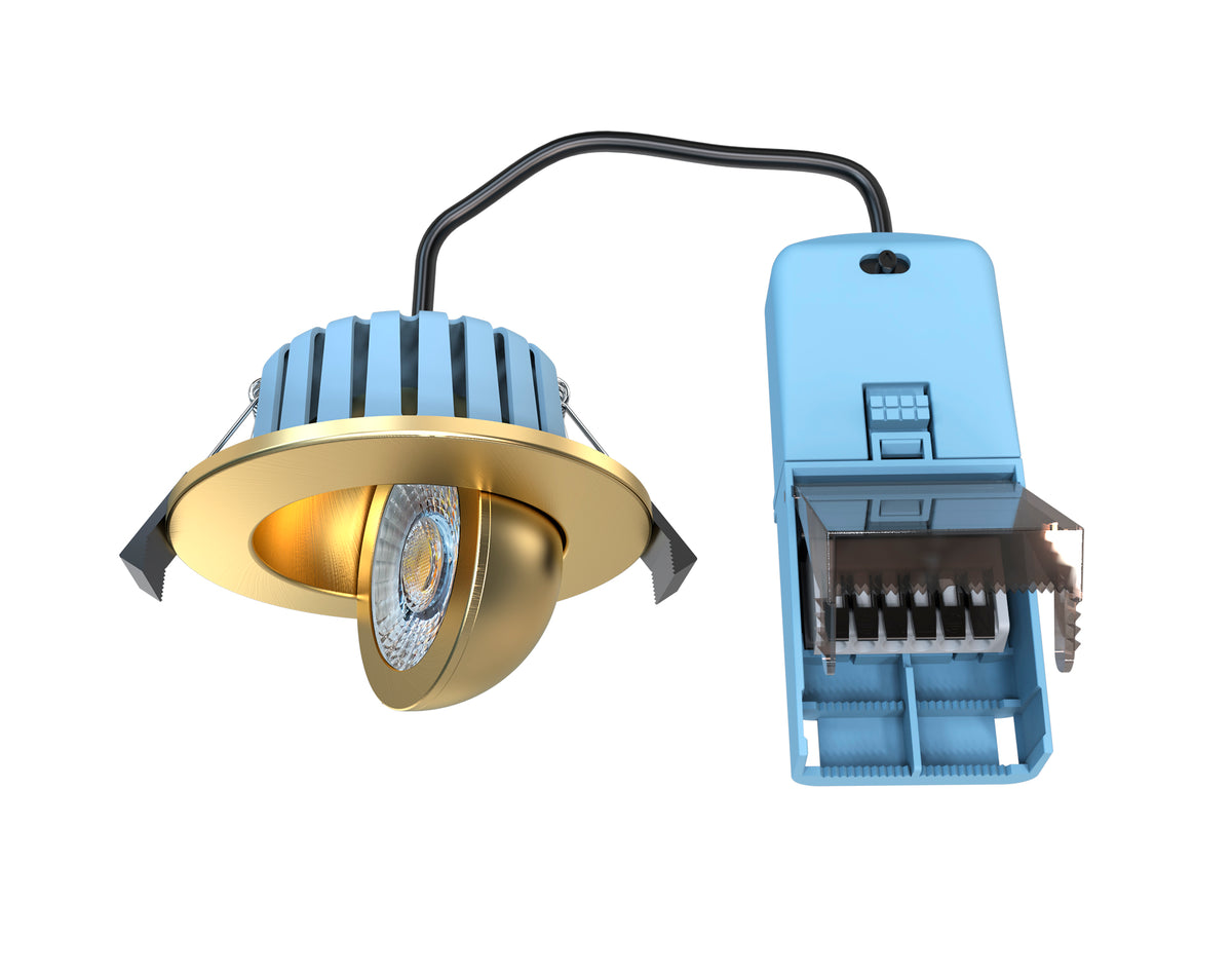 Eden 7 Watt LED Adjustable IP65 Colour Changing Downlight, Satin Brass