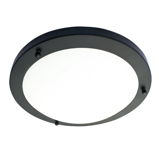 Delphi Flush 18 Watt Large LED Flush Bathroom Ceiling Light - satin Black