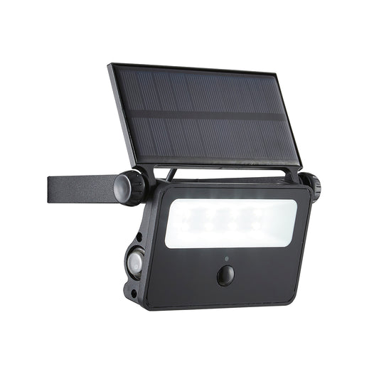 Solar Powered LED Outdoor Security Wall Light with PIR Sensor, Black