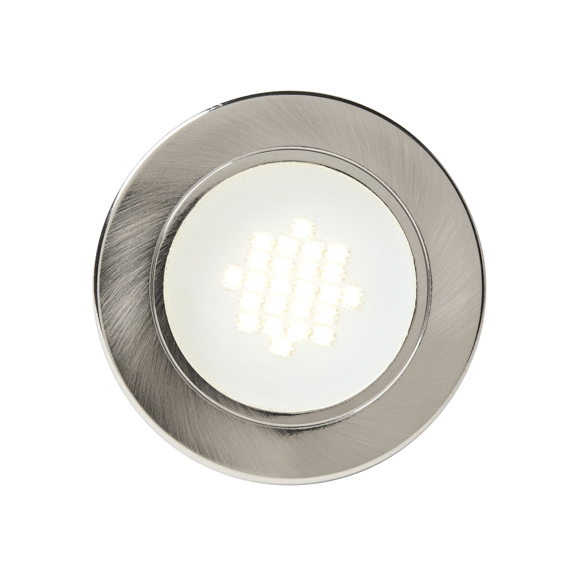 Pozza Circular Recessed Natural White LED Under Kitchen Cabinet Light - Satin Nickel