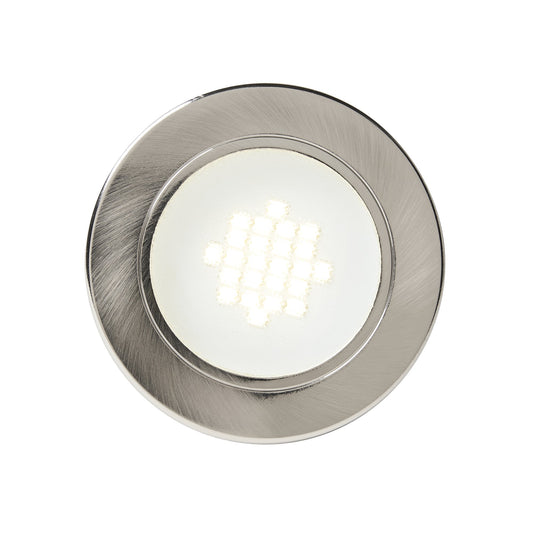 Pozza Circular Recessed Natural White LED Under Kitchen Cabinet Light - Satin Nickel