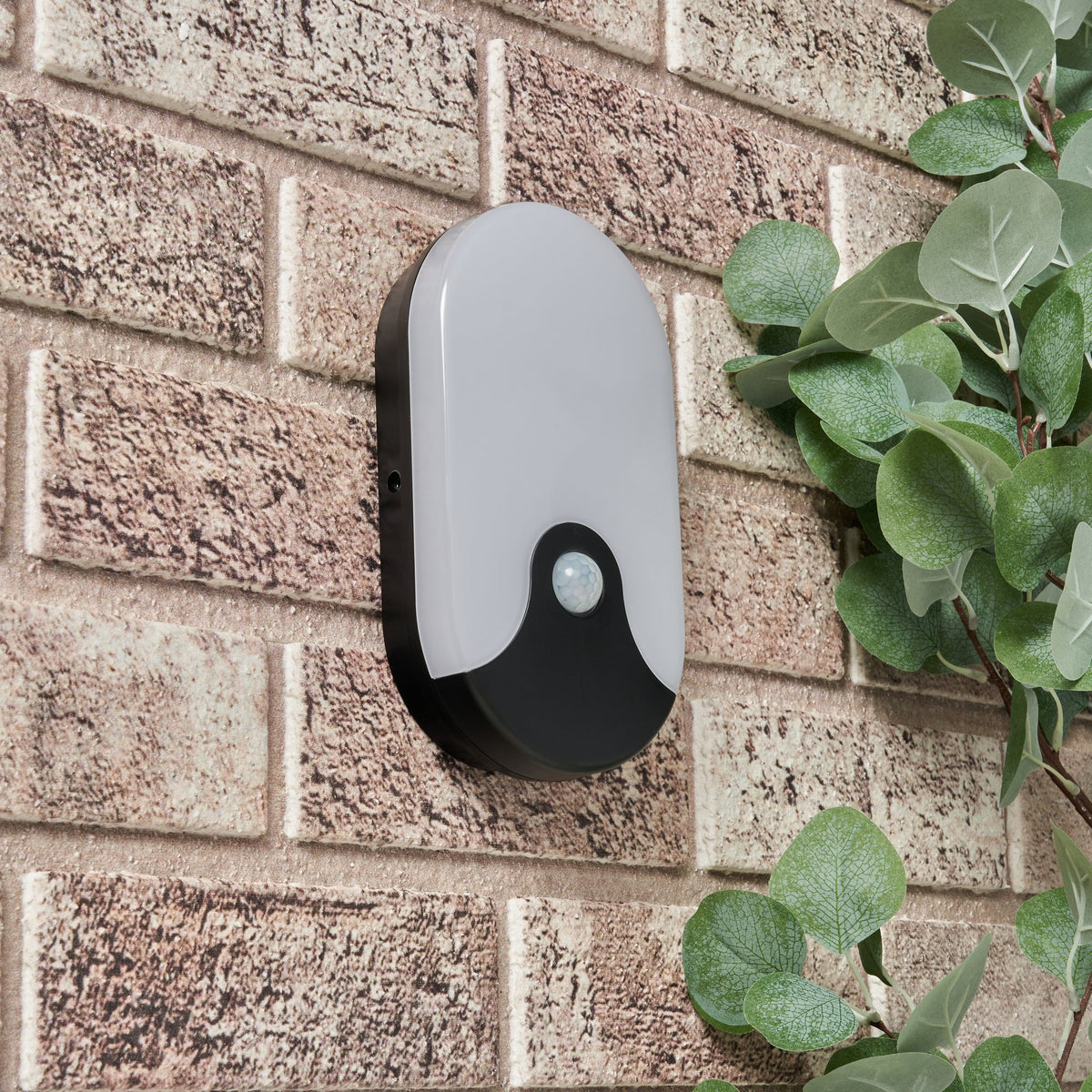 Turus 15 Watt LED Outdoor Oval Bulkhead Light with PIR, Black