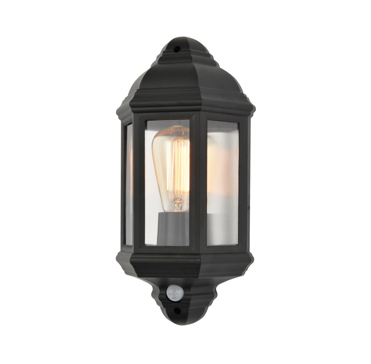 Athena Outdoor Half Wall Lantern with PIR Sensor, Black