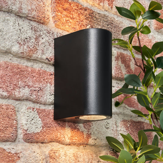 Antar Up and Down Outdoor Wall Light, Black