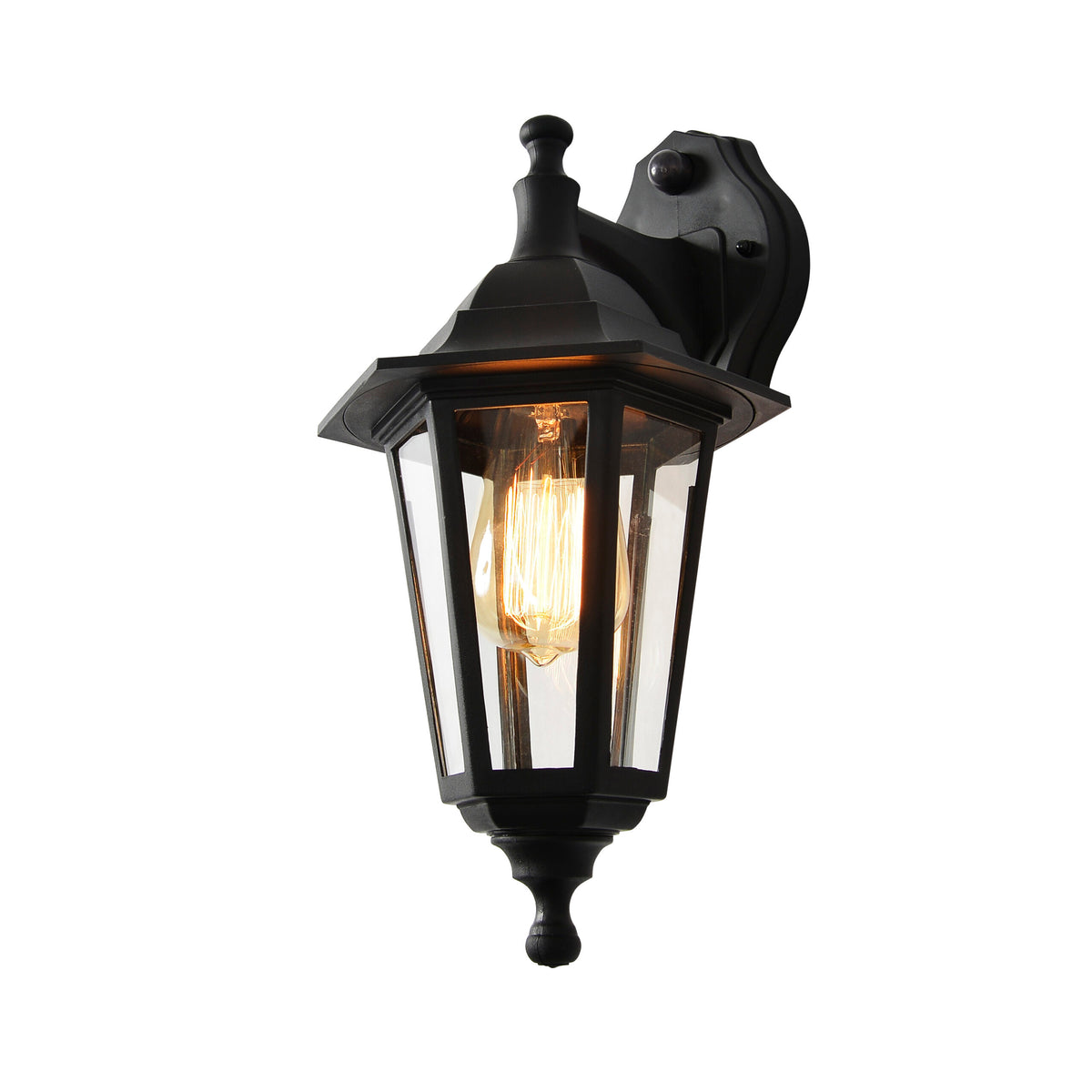 Bianca Outdoor Polycarbonate Wall Lantern with PIR Sensor, Black
