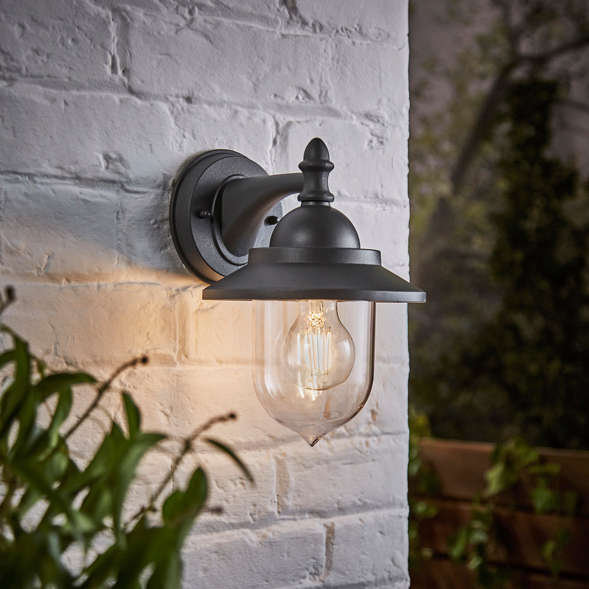 Leek Outdoor Fisherman Style Lantern Wall Light, Anthracite