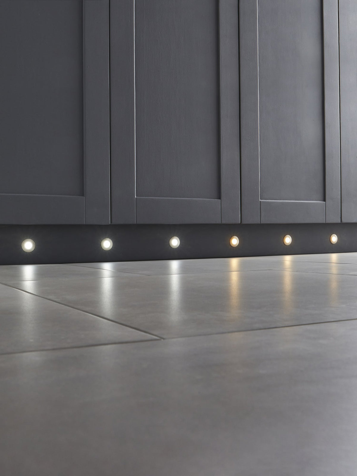 Ohio Circular Recessed Cool LED Kitchen Plinth and Outdoor Decking Light - Brushed Steel