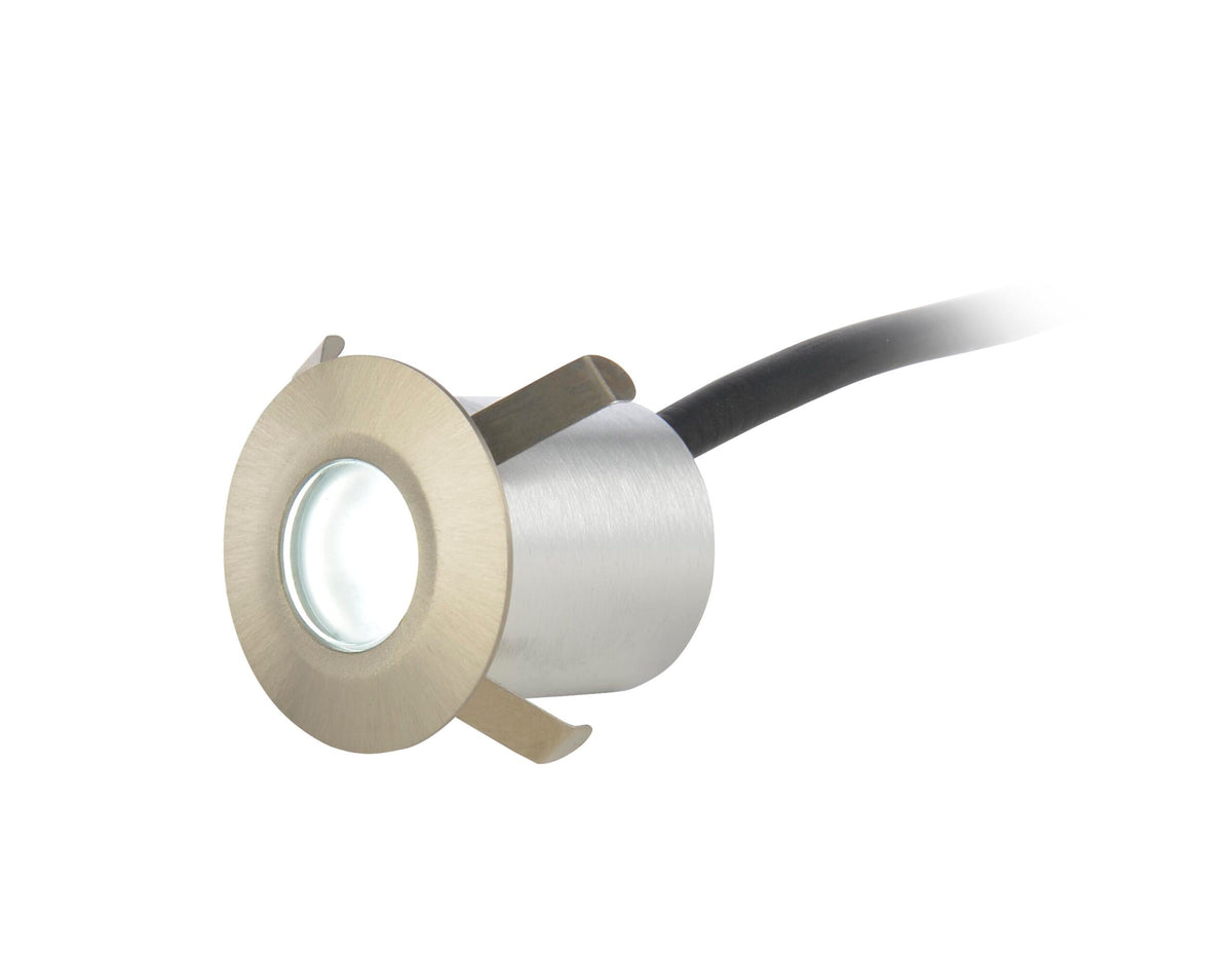 Ohio Circular Recessed Cool LED Kitchen Plinth and Outdoor Decking Light - Brushed Steel