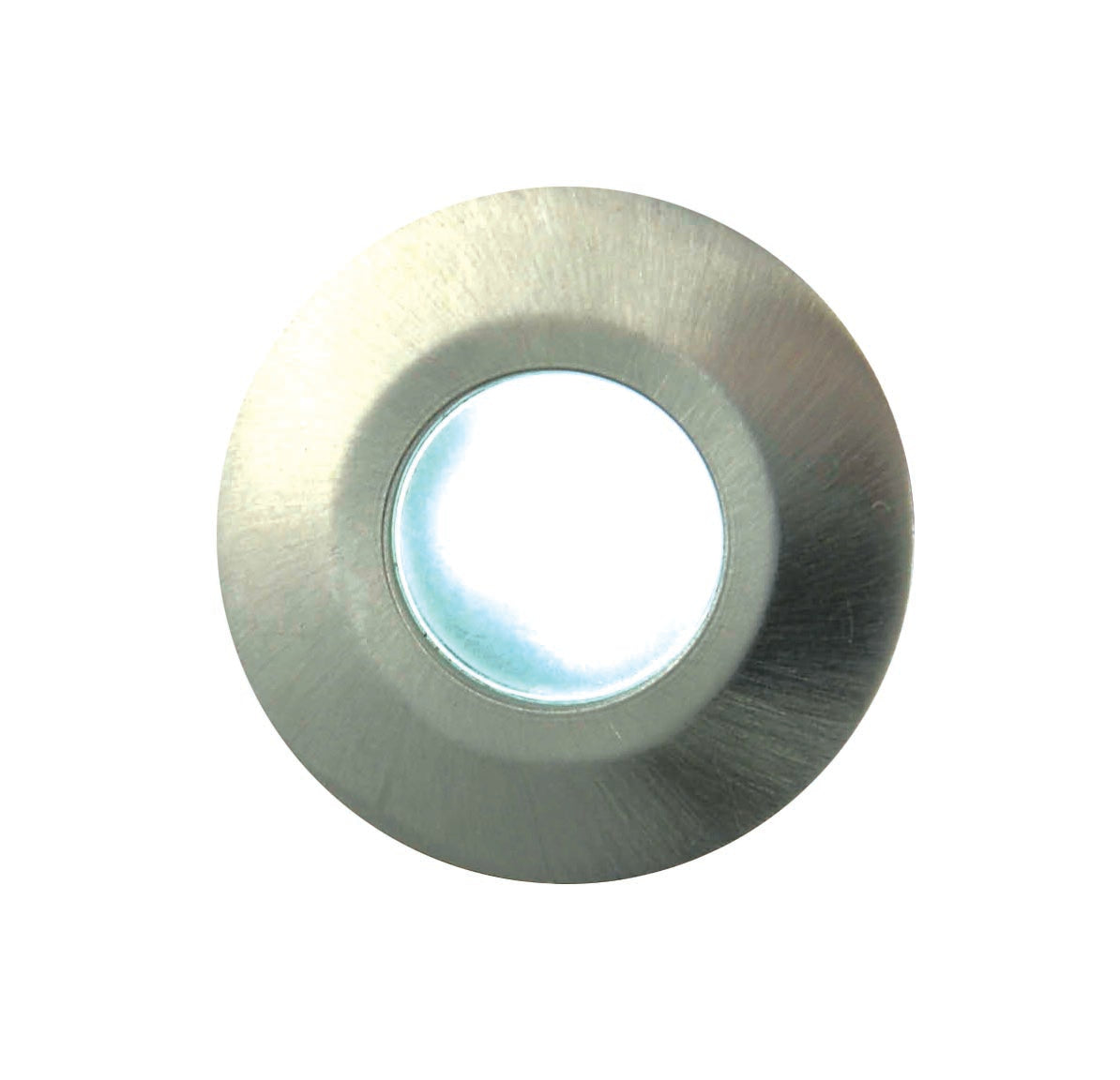 Ohio Circular Recessed Cool LED Kitchen Plinth and Outdoor Decking Light - Brushed Steel