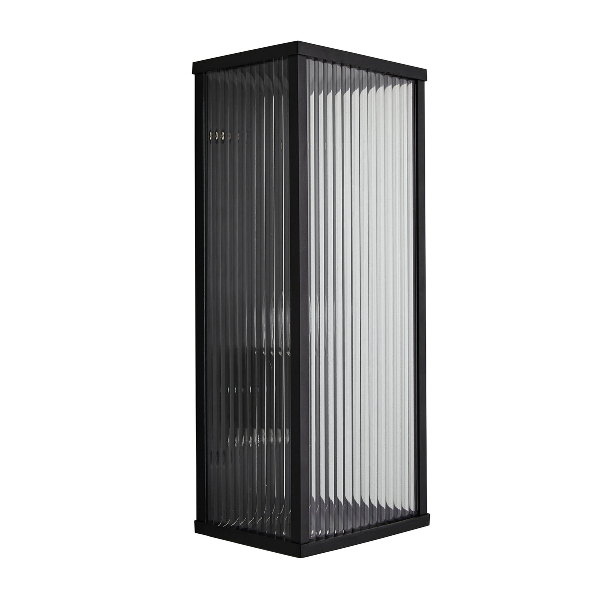 Memphis Outdoor Box Frame Lantern with Ribbed Glass - Black