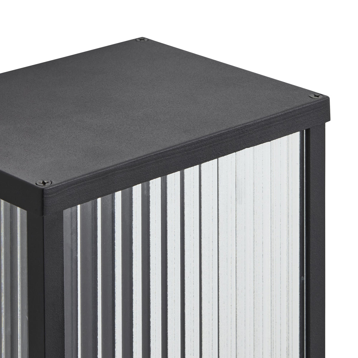 Memphis Outdoor Box Frame Lantern with Ribbed Glass - Black