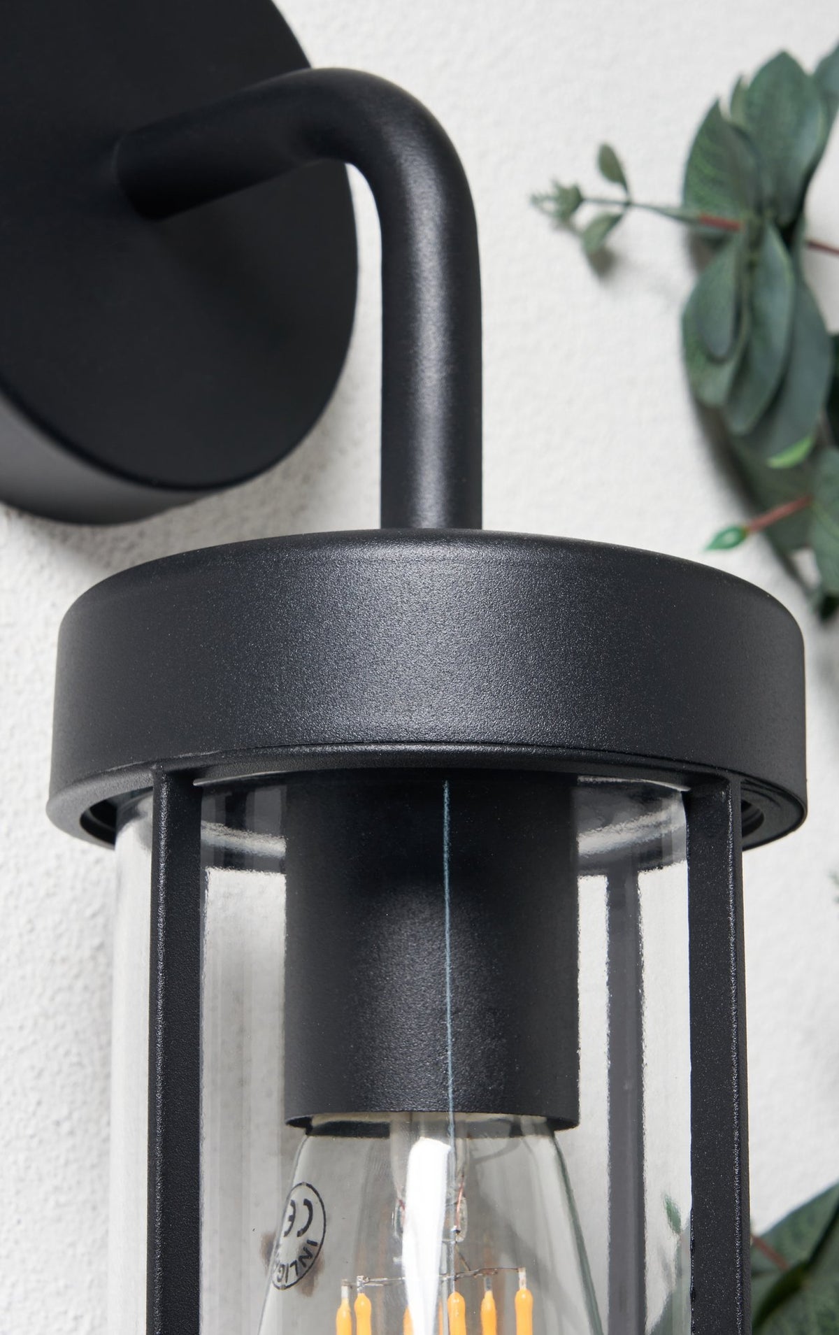 Woking Outdoor Industrial Style Caged Wall Light, Black