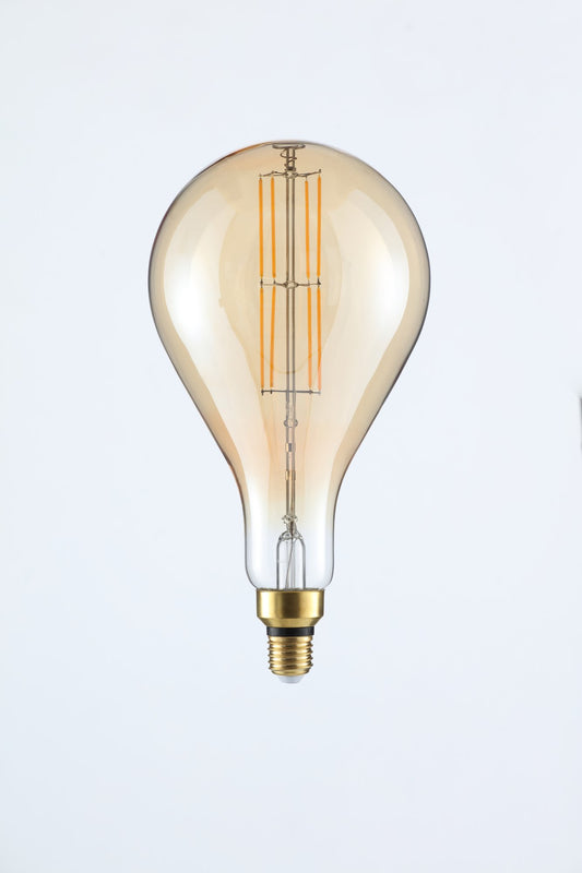 6 Watt LED E27 Edison Screw Oversized Filament Pear Bulb - Amber