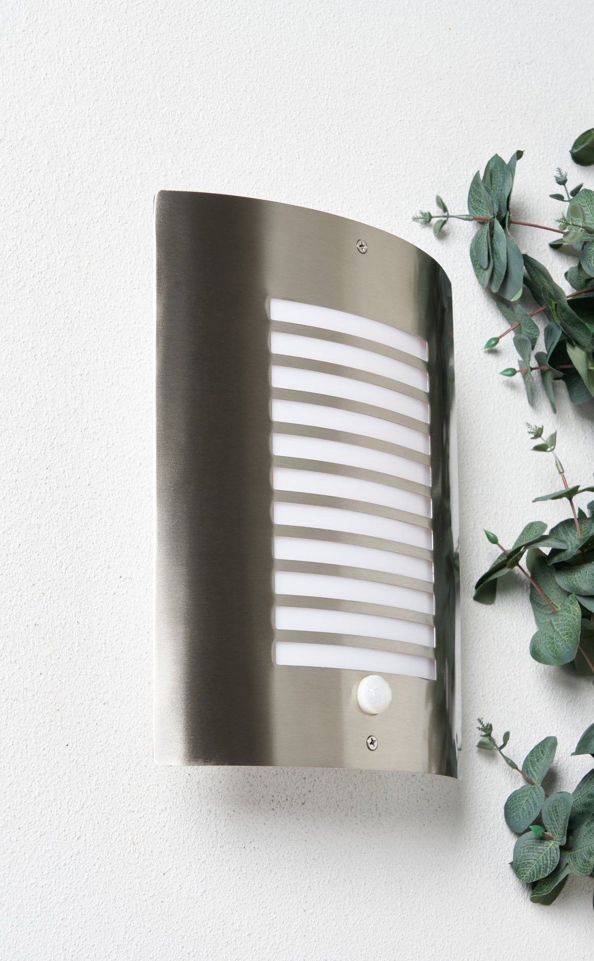 Sigma Panel Slatted Wall Lantern With PIR, Stainless Steel