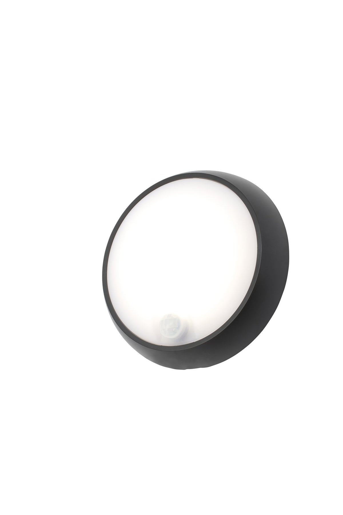 Cano 8 Watt LED Outdoor Round Bulkhead with PIR Sensor, Black