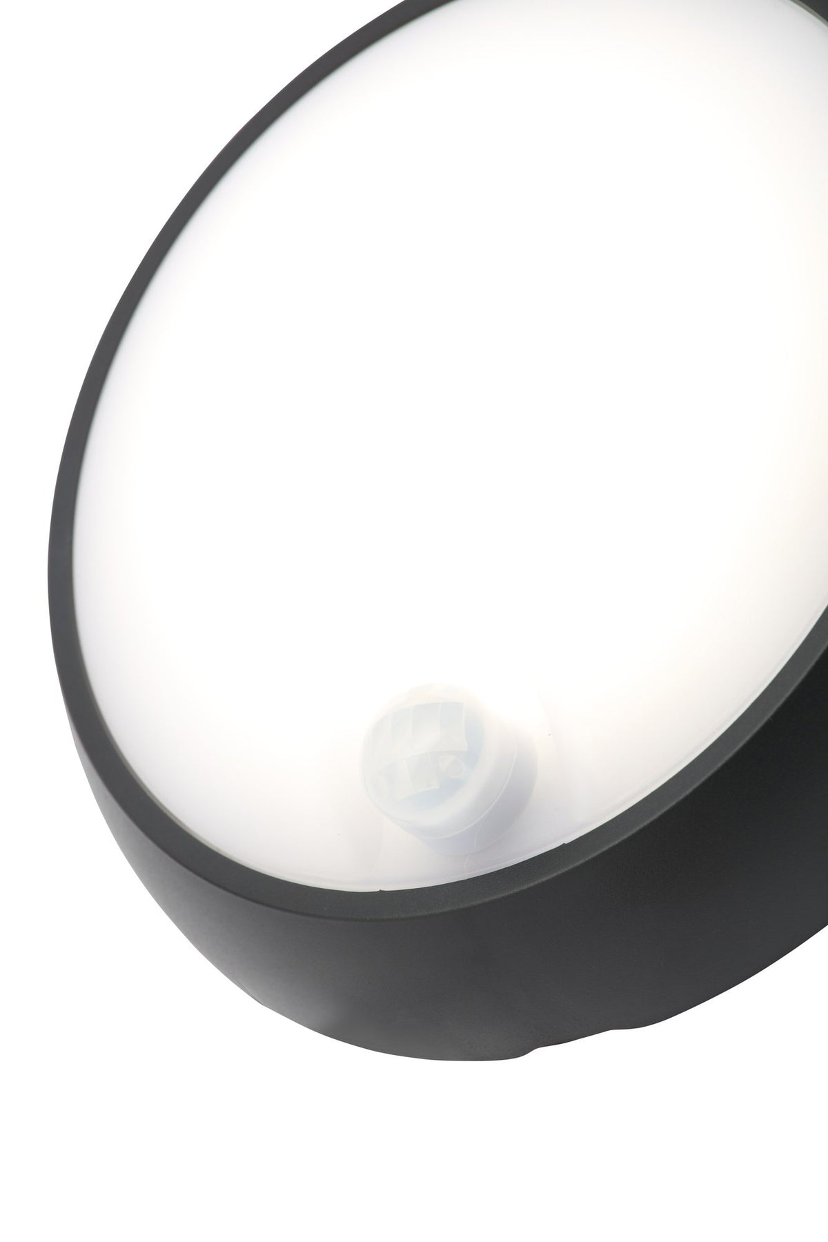 Cano 8 Watt LED Outdoor Round Bulkhead with PIR Sensor, Black