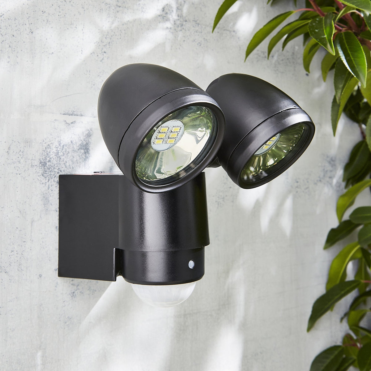 Sirocco 2 Light LED Security Spotlight with PIR Sensor - Black