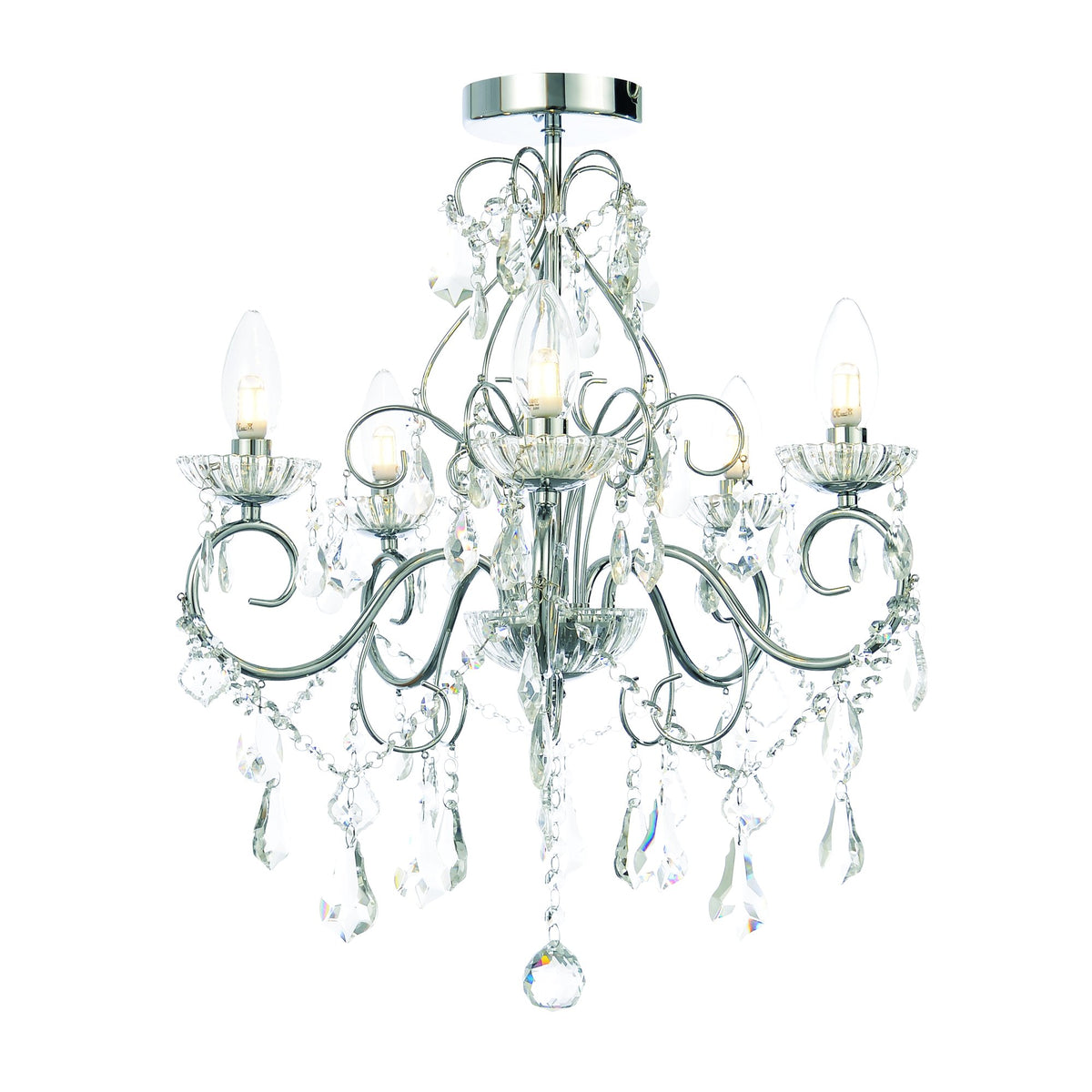 Vela 5 Light Bathroom Chandelier, Chrome