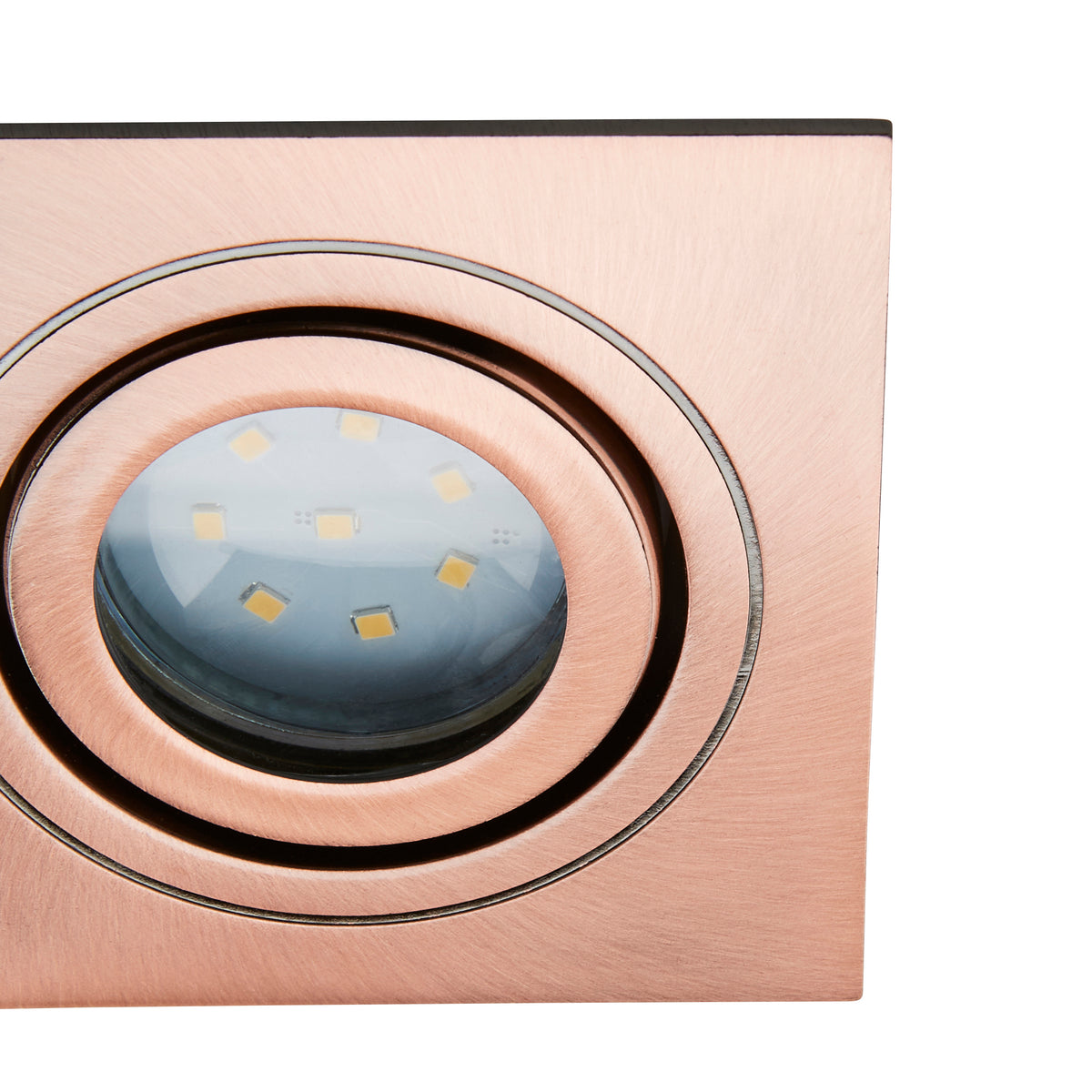 Cali Square IP65 Tiltable Downlight, Brushed Copper