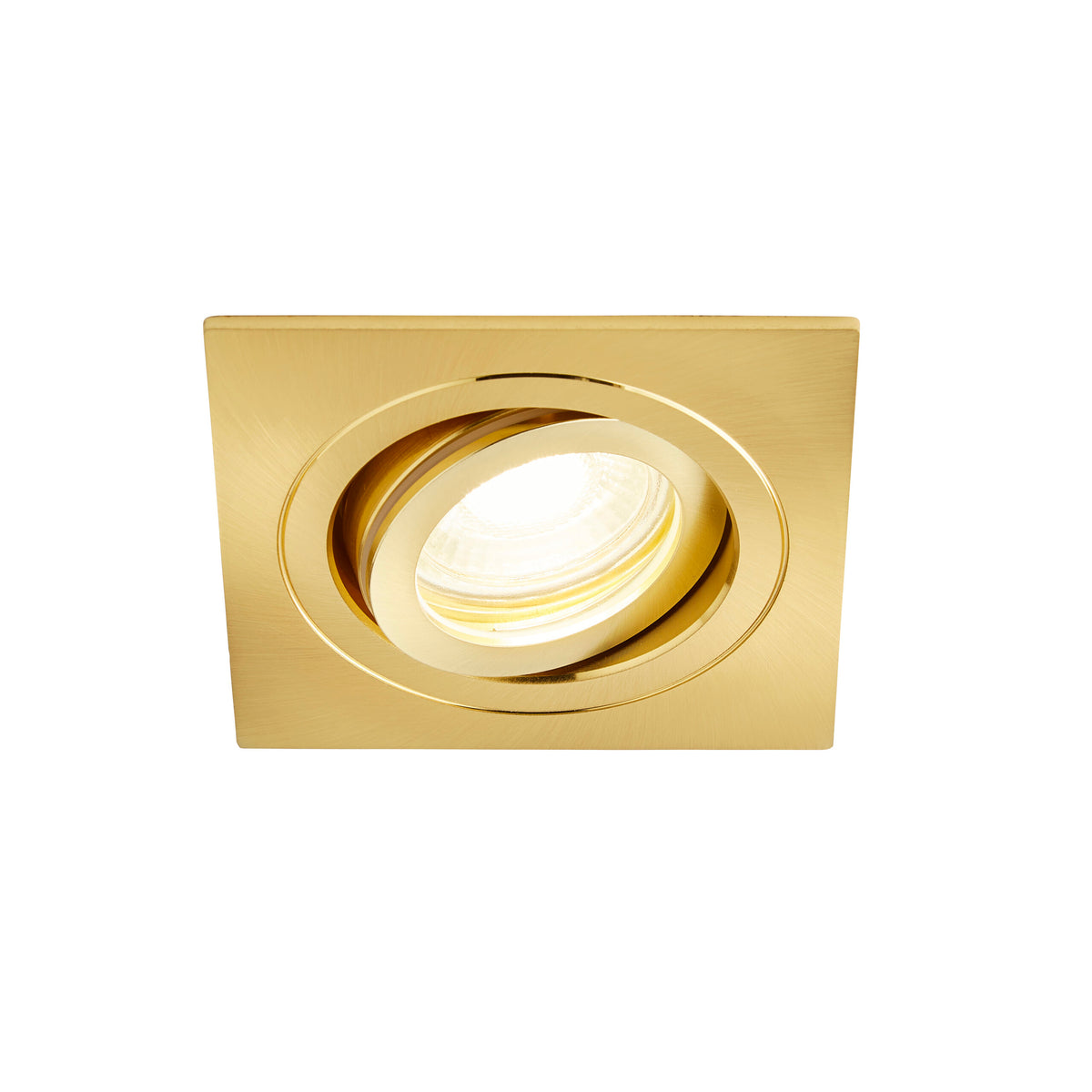 Cali Square IP65 Tiltable Downlight, Satin Brass