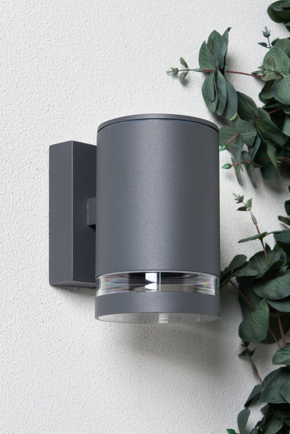 Lens Single Light Outdoor Down Wall Light - Anthracite
