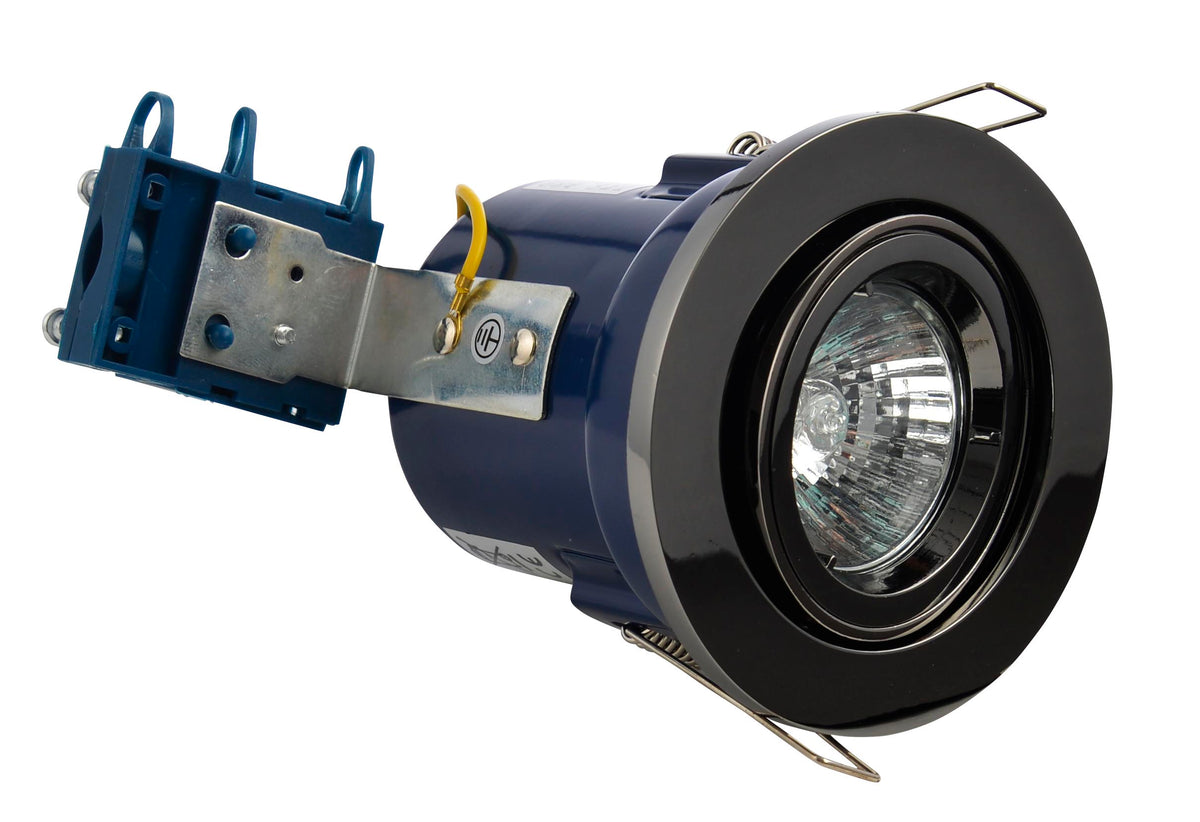 Yate Adjustable Fire Rated IP20 Recessed Downlight - Black Chrome