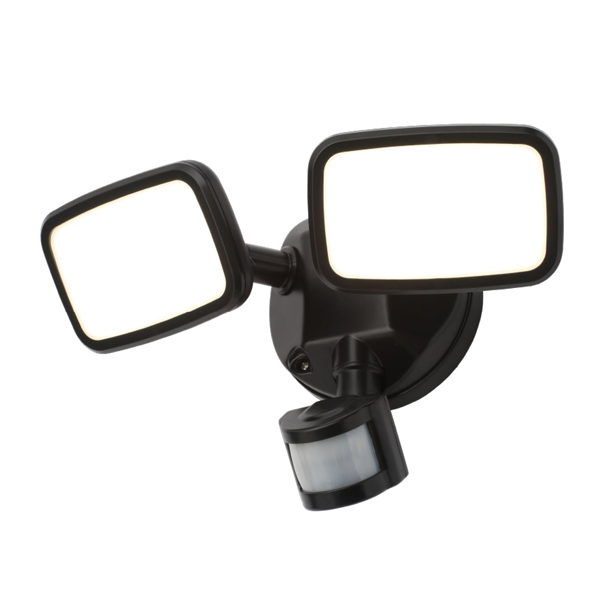 Lynn Twin 20 Watt LED Outdoor Flood Light with PIR Sensor - Black
