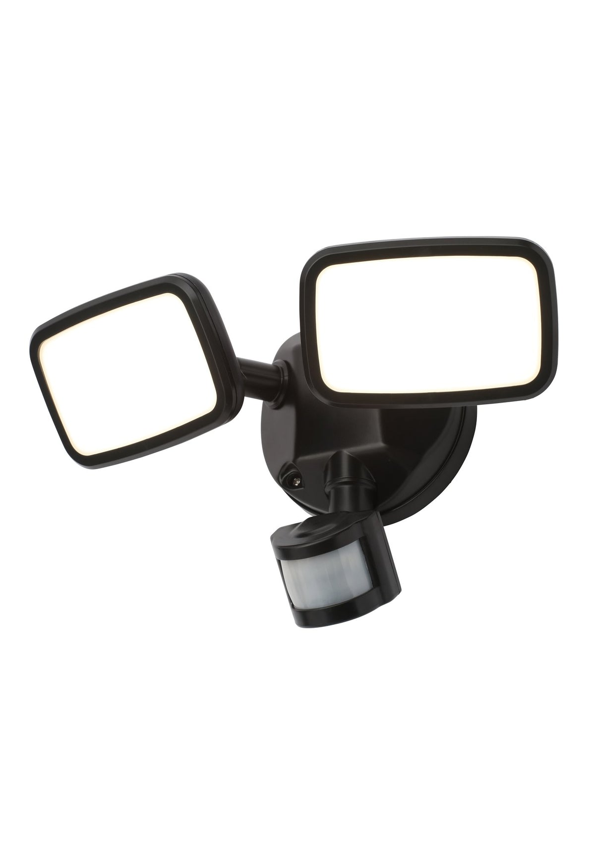 Lynn Twin 20 Watt LED Outdoor Flood Light with PIR Sensor - Black