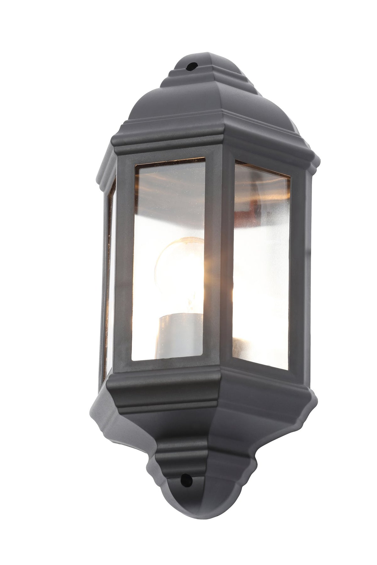 Athena 1 Light Outdoor 3 Sided Lantern Wall Light - Black