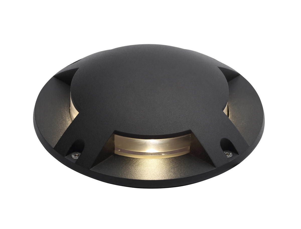 Scout Single 4 Way Outdoor LED Surface Mount Drive Over Ground Light - Black