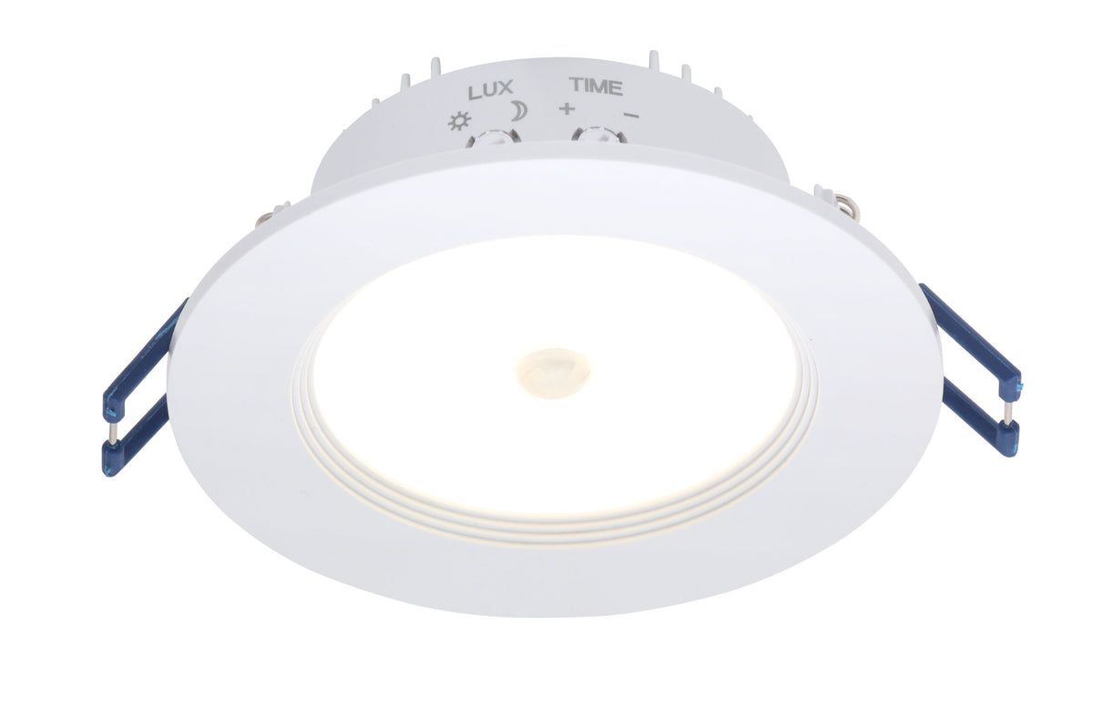 Reno Recessed LED Downlighter with 360 Degree PIR Sensor - White