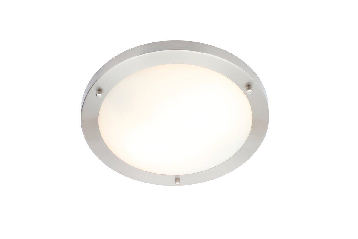 Delphi Large Flush Bathroom Ceiling Light - Satin Nickel